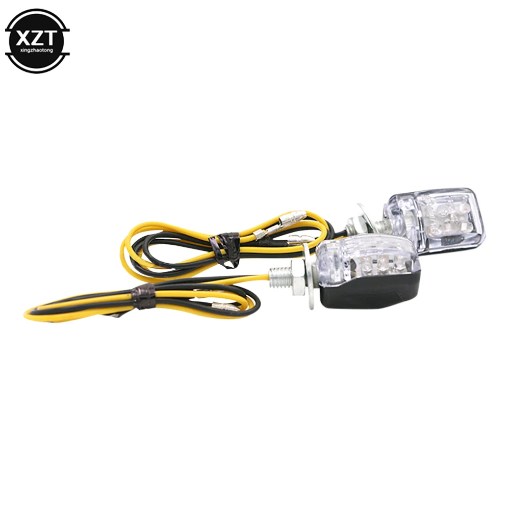 2Pcs Mini Micro Motorcycle Amber LED Turn Indicators Blinkers Flashing 6 LED 12V Motorcycle MotorBike Turn Signal Lights