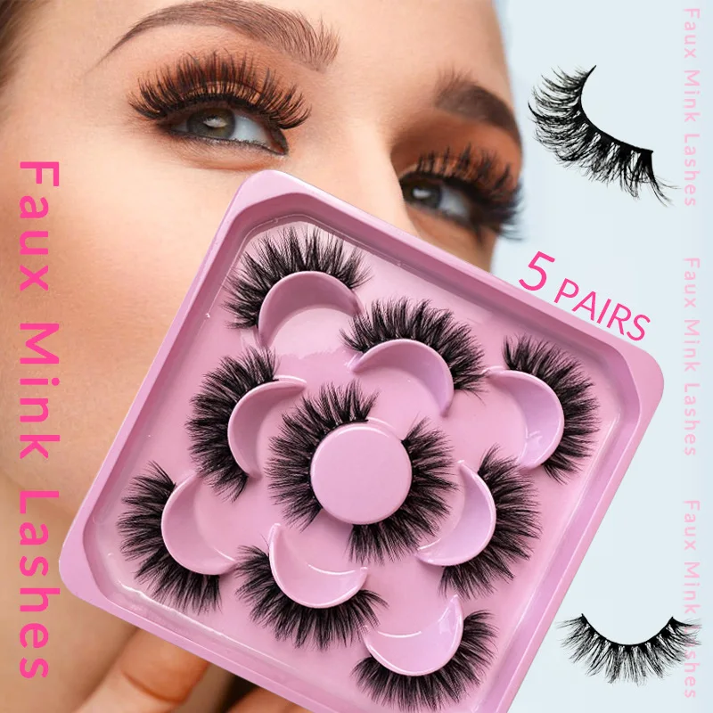 Strip Eyelash 5 Pairs One-piece Lotus Table European American False Eyelashes Lmitation Mink Multi Style Curled False Eyelashes