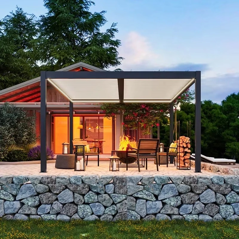 Waterproof Aluminum Hardtop Gazebo, Permanent Outdoor Pavilion for Garden, Backyard, Terrace