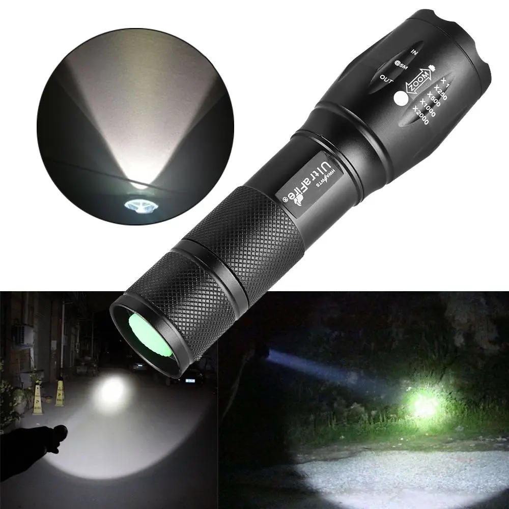 High Quality Outdoor Practical Camping E17 LED Zoom Flashlight Waterproof Torch 3800Lm 5 Mode Bright