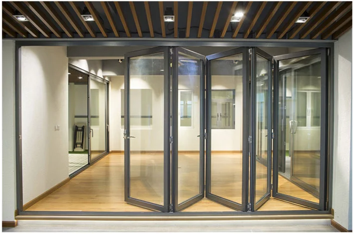 Aluminum Folding Door With High Quality Double Glass Design