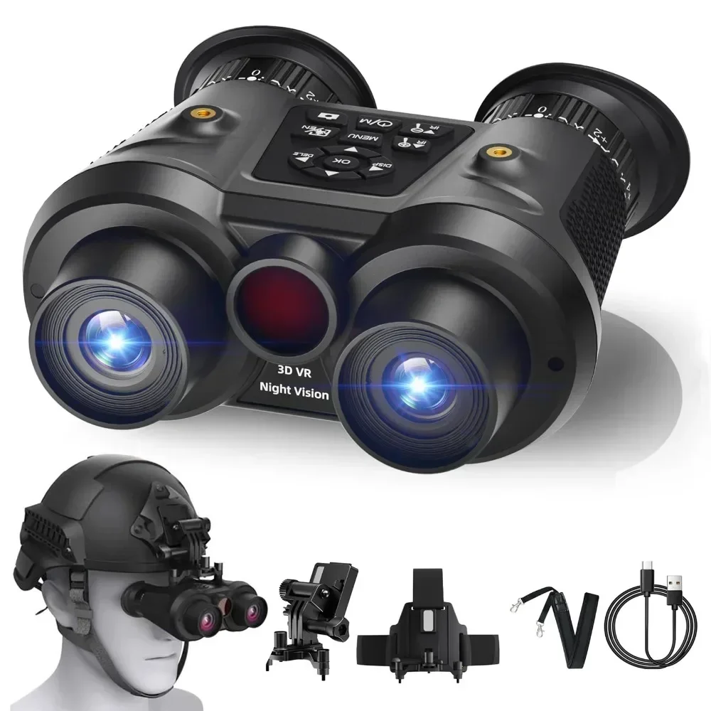 VRNV300 Head-mounted 4K UHD 3D Binoculars 3DVR Camera Waterproof Anti-shake Night Vision Telescope for Hunting Camping