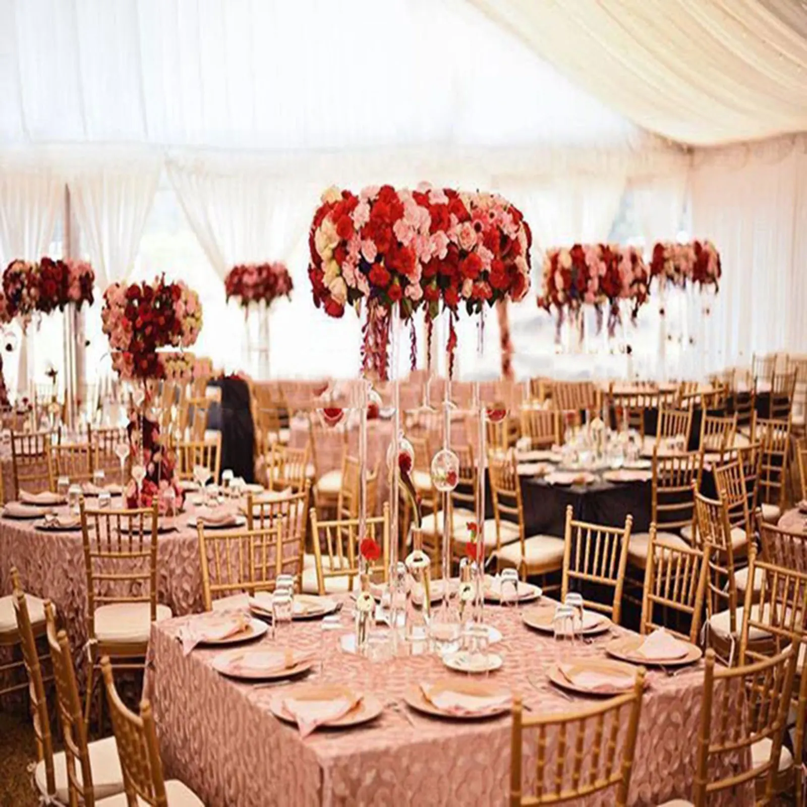 قطعتان من مزهرية الأكريليك الطويلة لحفلات الزفاف وحامل زهور شفاف وحامل عرض أنيق لحفلات أعياد الميلاد وحفلات الزفاف (23.62 بوصة) #3