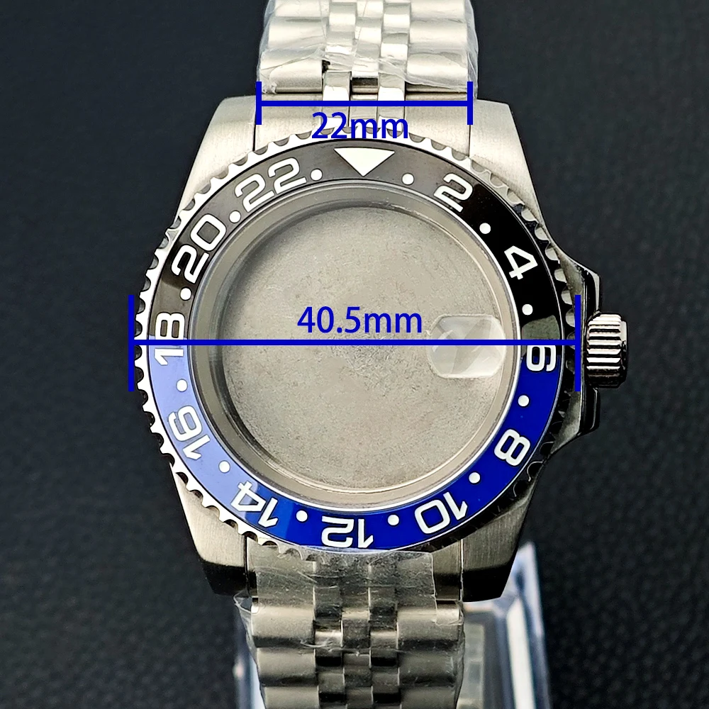 40.5mm Case Steel Watch Box NH35 Case Fit NH35 NH36 Movement/Pointer Accessories NH35 Dail Sapphire Glass 22mm Band