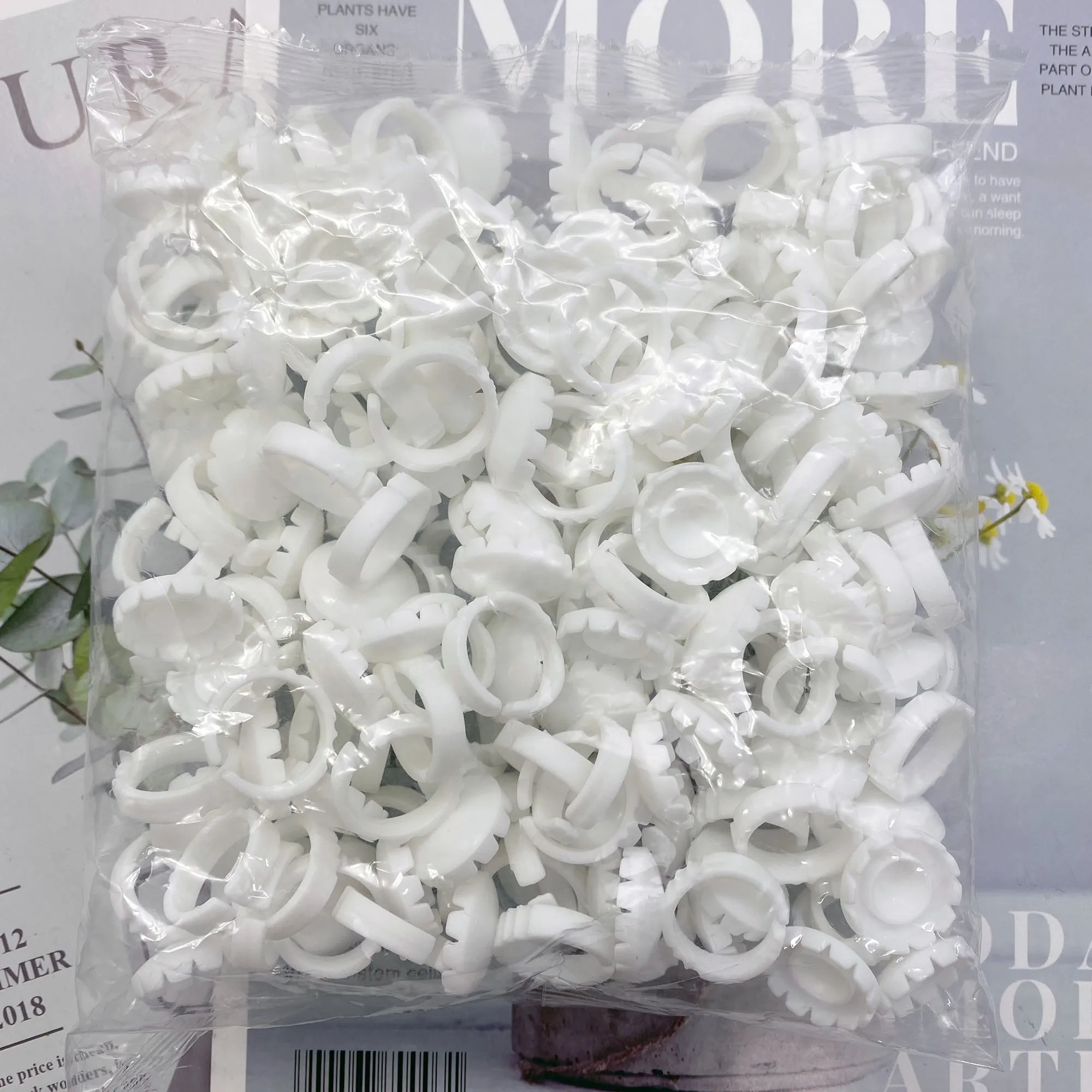 100Pcs Wimpern Kleber Fan Tasse Ringe Halter Verzögerung Tassen Container Tattoo Pigment Wimpern Verlängerung Werkzeuge Lash Liefert Großhandel – Detail 6