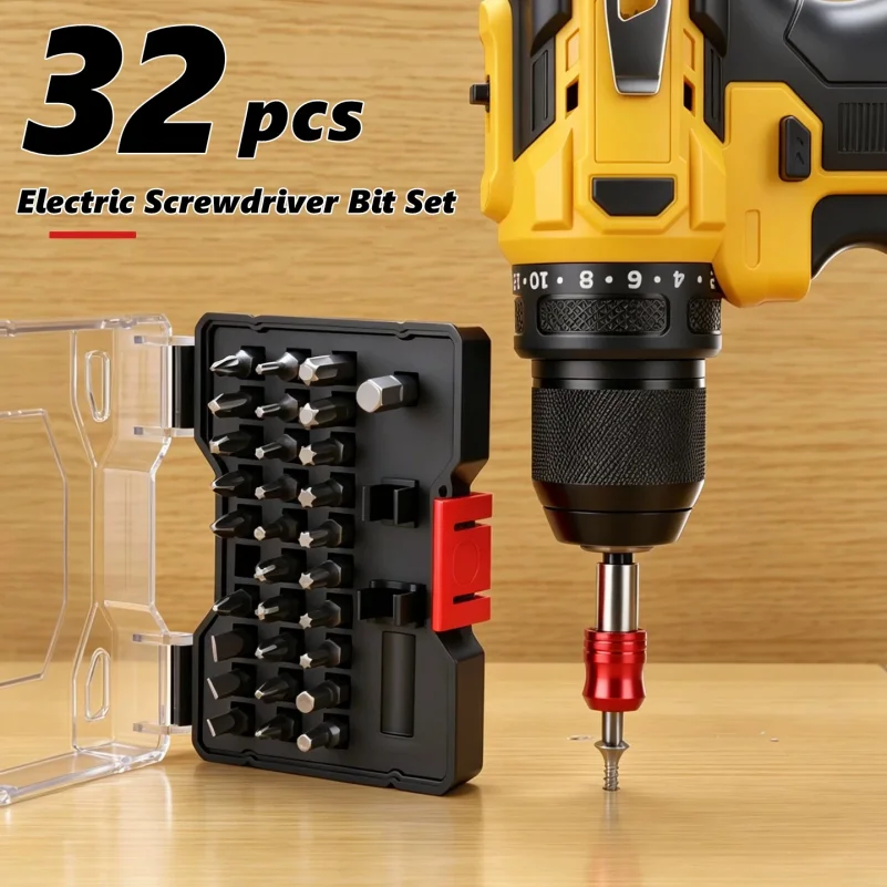 32pcs/set Multi-Functional Impact Screwdriver Bits Set, PH/SL/HEX/Torx High Torque Portable Muliti Insert Bits with Bit Holder