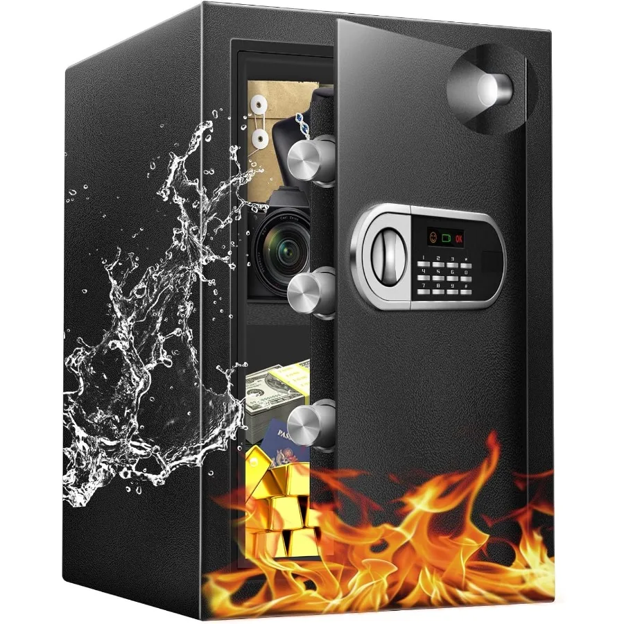 

Сейф для дома 2.5 Cuft, огнестойкий, водонепроницаемый, с электронной цифровой клавиатурой и экстренным внешним интерфейсом Type-C
