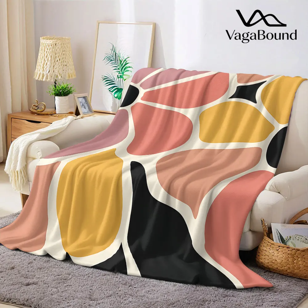 warm abstract flower mosaic Flannel Blanket Warm Soft Halloween Christmas Decorative Couch Warm Cozy All-Season Gift