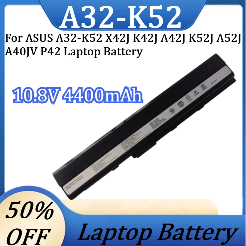 Новая высококачественная аккумуляторная батарея A32-K52 10.8V 4400mAh для ноутбуков ASUS A32-K52, X42J, K42J, A42J, K52J, A52J, A40JV, P42