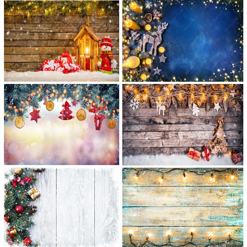 Christmas Wooden Planks Theme Photography Background Snowman Children Portrait Backdrops For Photo Studio Props 211220 SDMB-07