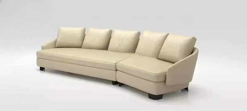 

Piano Keys Arc-Shaped Leather Sofa First Layer Cowhide Light Luxury Villa High-End Italian Minimalist