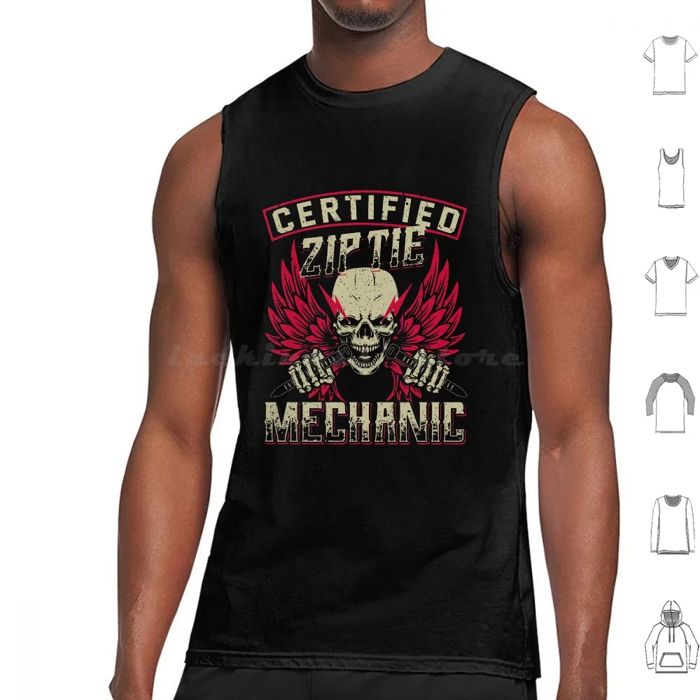 Certified Ziptie Mechanic Tank Tops Vest Sleeveless Wakane Ziptie Cable Tie Cable Tie Mechanic Technician Cabletie Tool