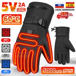 Guantes Térmicos impermeables para esquiar, guantes calefactables recargables para pantalla táctil, para moto de nieve y Camping, Invierno