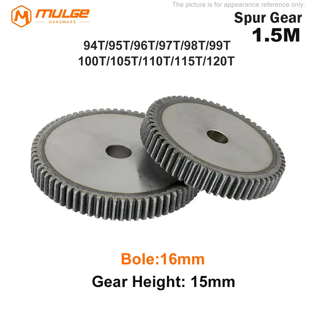 

Spur Gear 1.5M-94T/95T/96T~110T/115T/120Teeth SC45# Carbon Steel Material Cylindrical Gear High Frequency Quenching Teeth