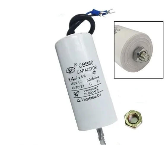 CBB60 Motor Run Capacitors 450VAC Electric Replacement Start Capacitor s With Fixing Stud For Air Compressor Water Pump