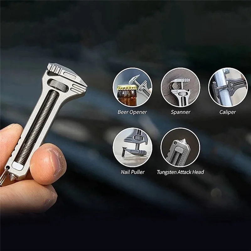 

A69e4pcs Mini Bottle Opener Wrench Rustproof Multi Tool Wrench Adjustable Pry Bar Portable Keychain Can Screwdriver Tip