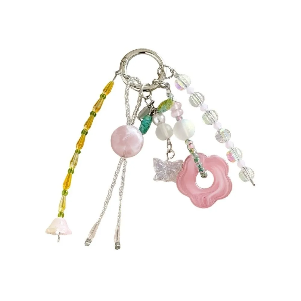 Acrylic Beads Bag Charms Contrast Color Five Pointed Star Flower Pendant Handmade Aesthetic Sweet Style Beaded Hanging