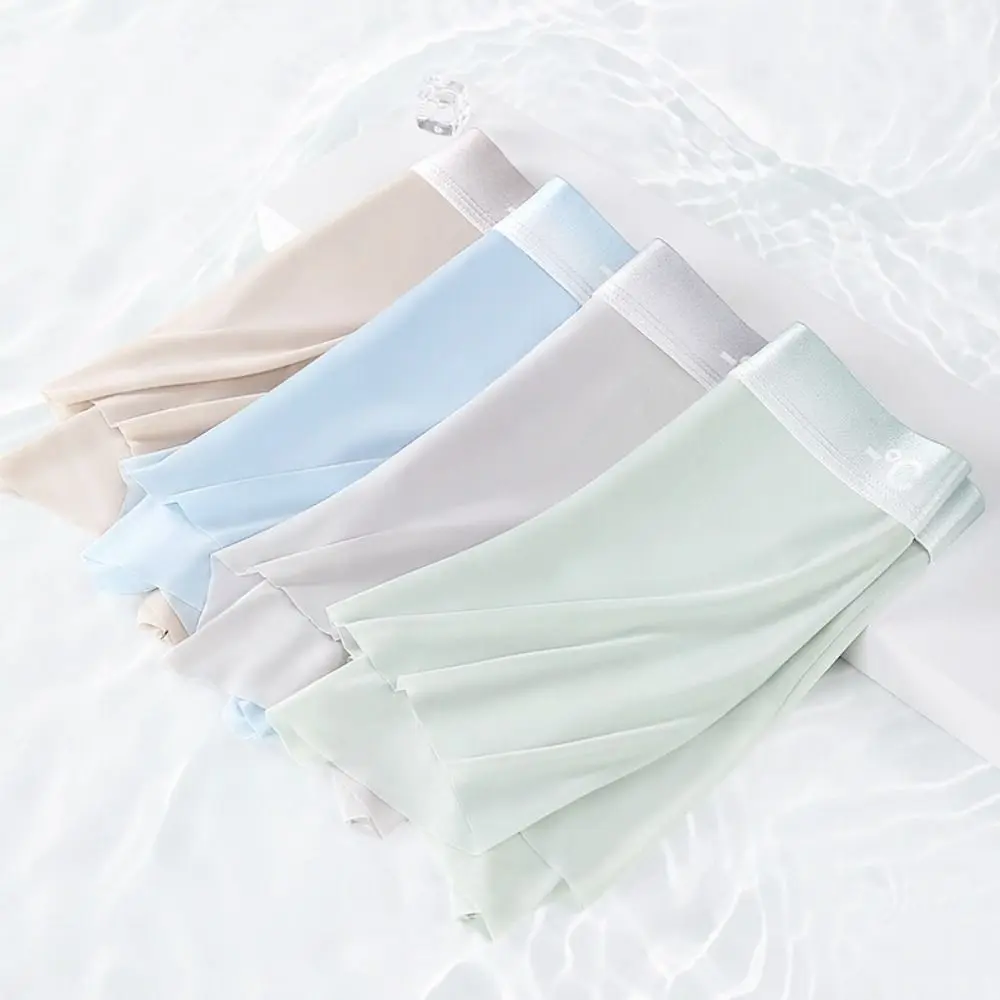 

Однотонные ультратонкие трусы-боксеры со средней талией, быстросохнущие прохладные боксеры из ледяного шелка, летнее дышащее нижнее белье для мужчин и мужчин