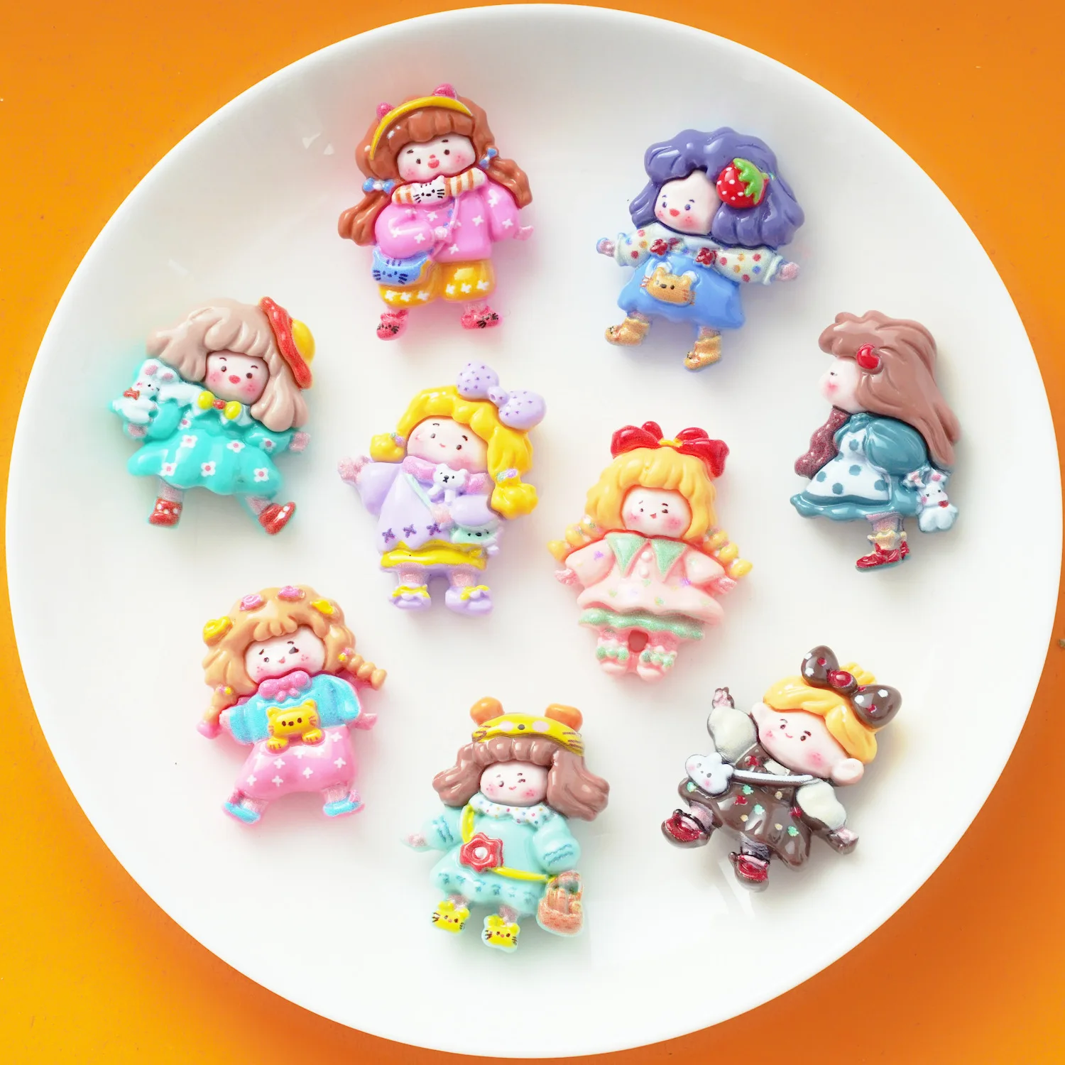 9/18Pcs Resin New Hallowee Girl Ghost Doll Flatback Cartoon Jewelry Findings For Earrings Keychain Diy Headware Accessories