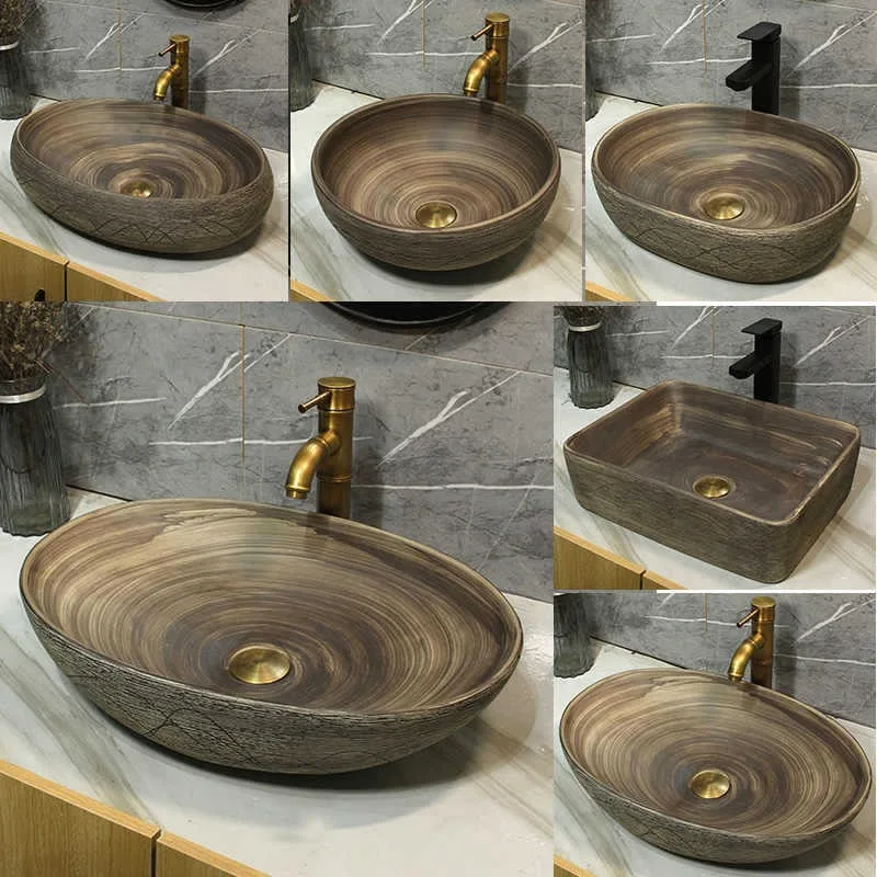 Jingdezhen Basin Chinese Square Ceramic Bathroom Table Wash Basin Foot Bath Jingdezhen Handicraft