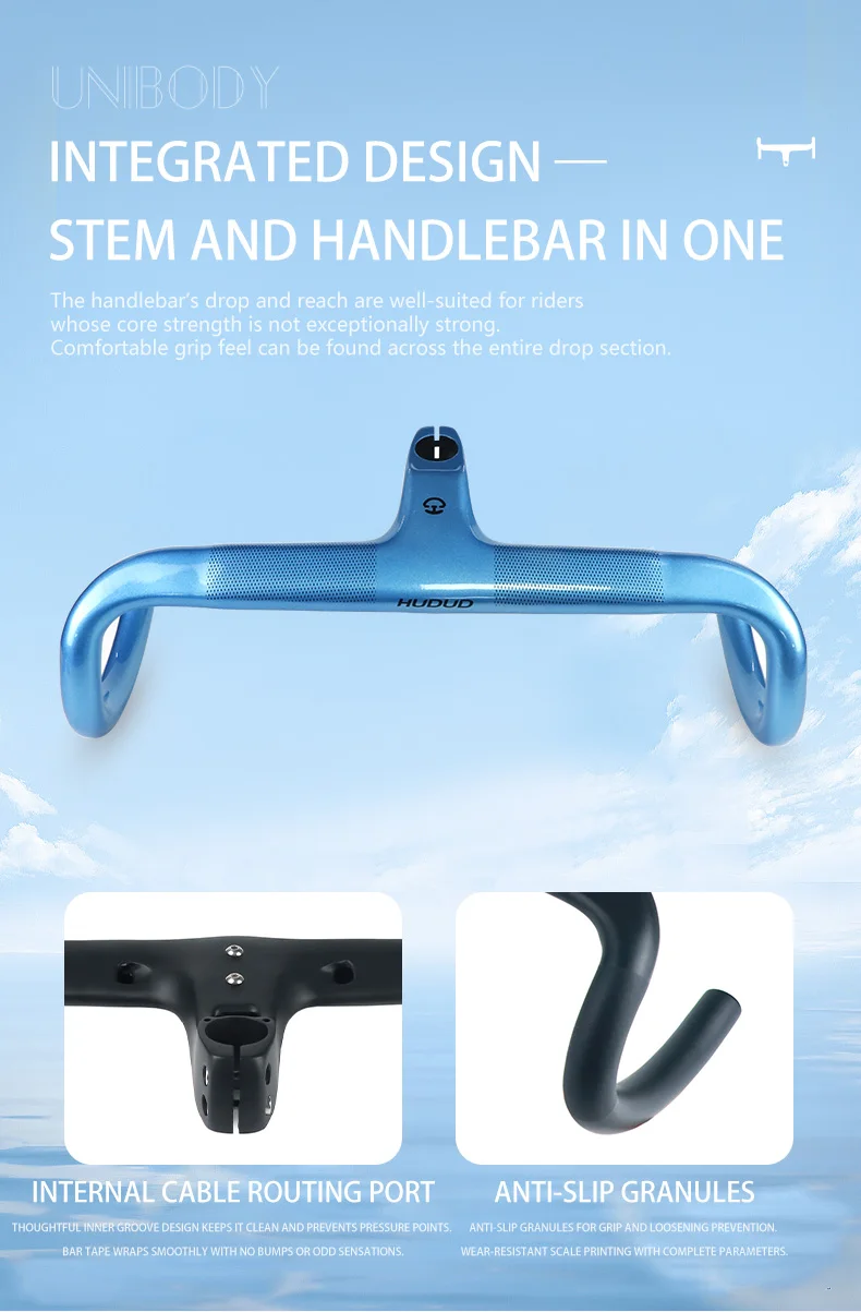 HUDUD HB-02 Carbon-Integrierter Lenker 395g | Interne Routing-Systeme | 75/125mm | 28,6 mm | 360-440mm | Individuelle Farbgestaltung – Detail 8