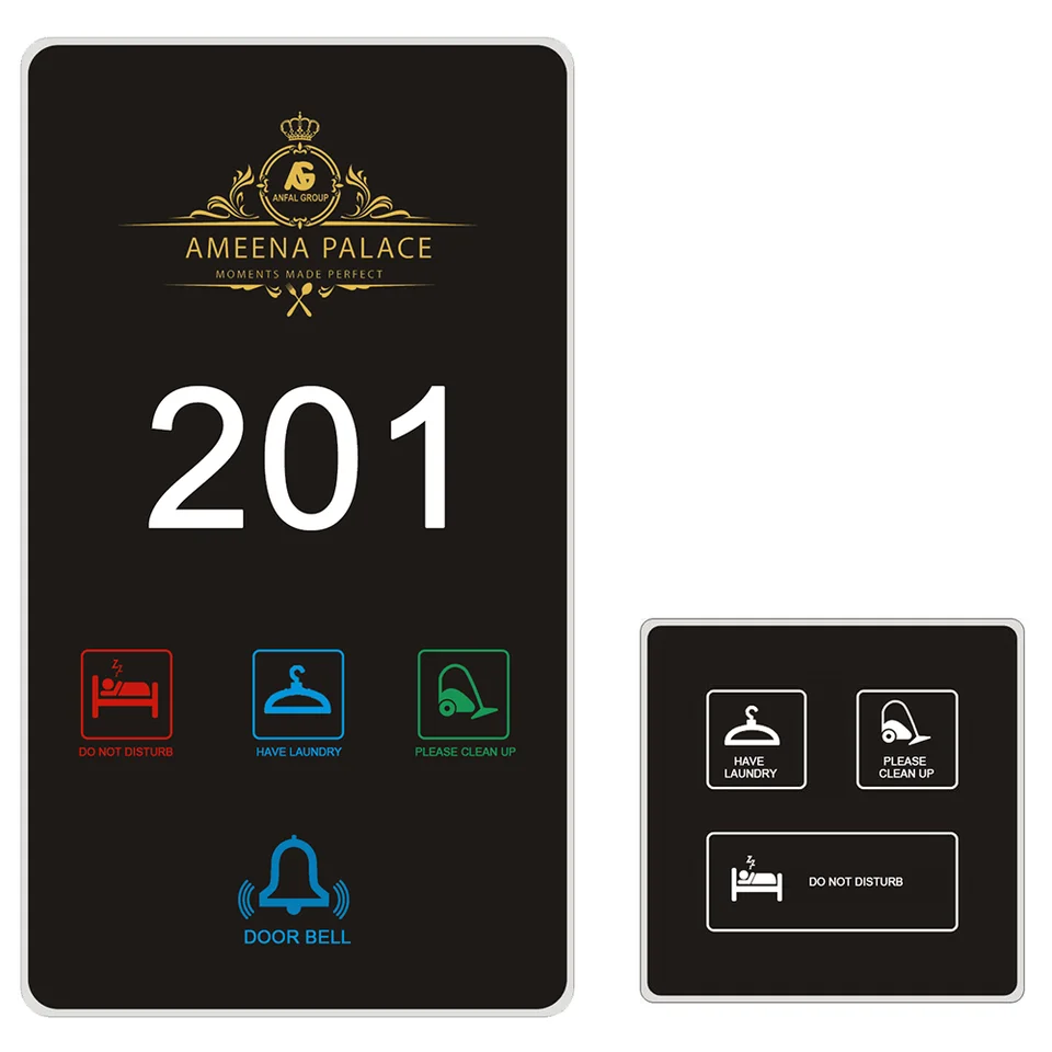 Customized Hotel Electronic Door Plates with Doorbell Button, DND