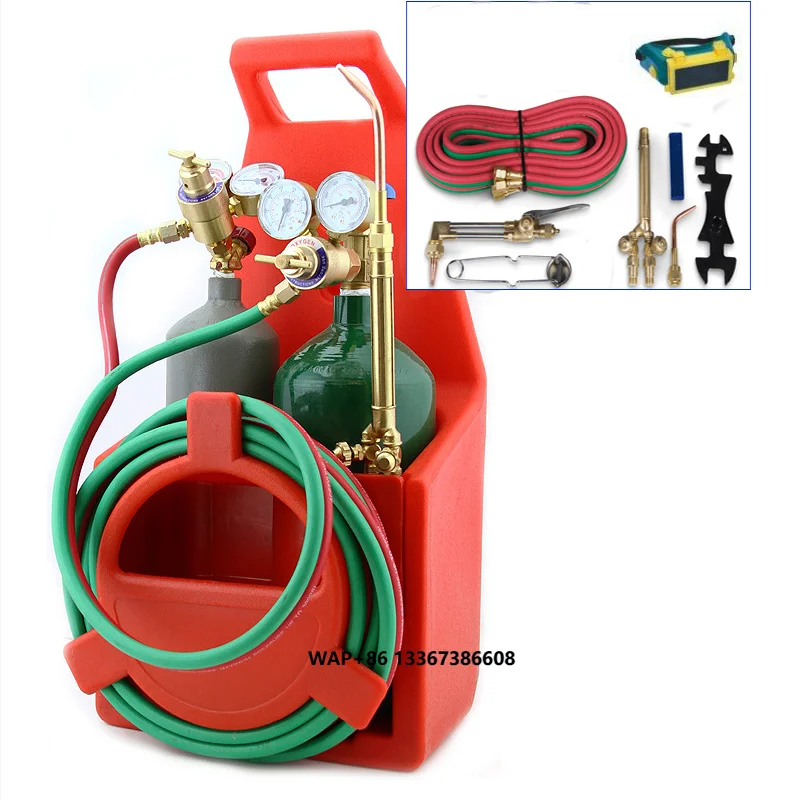 

Upgraded Version Professional Portable Tote Oxy Acetylene Welding Brazing Cutting Torch Kit With Double Wheels Portable Welding