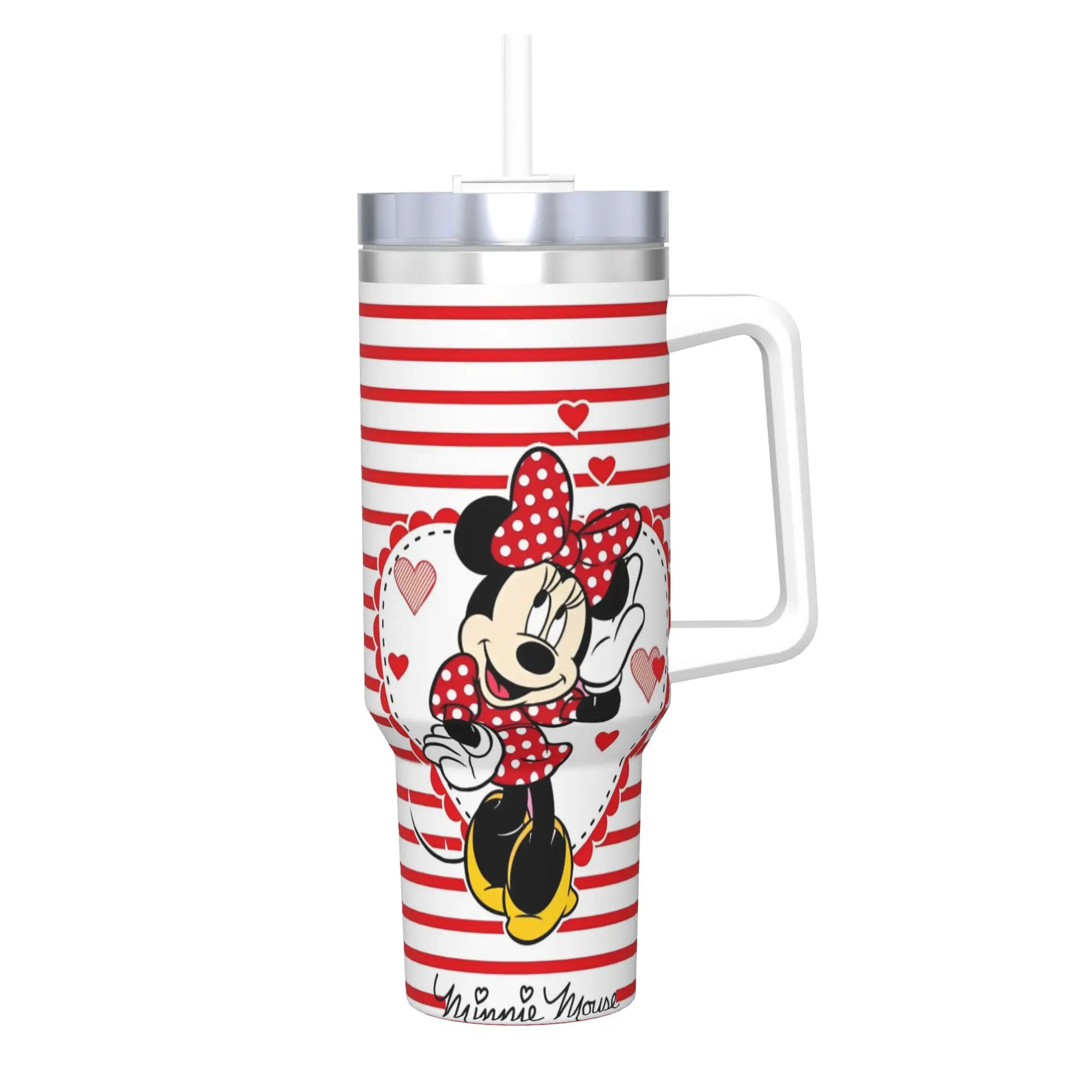 

Minnies Kawaill Cartoon Mouse Tumbler With Straw Stainless Steel Mug Cups Double Wall Vacuum Insulated for Cold Or Hot 40oz