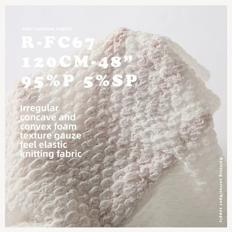 

Elasticity Knit Lightweight Foam Texture Fabric for Soft Thin T-shirt Dress Clothing Diy Cloth By The Meter Sewing Material