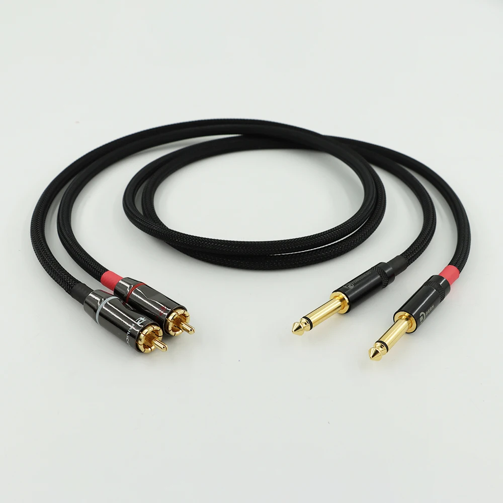 Carare สายสัญญาณสายออดิโอ L-4E6S 4N 6.35ทองแดงปราศจากออกซิเจนไปยัง RCA/6.5ปลั๊กสองแกนขนาดใหญ่ไปยังปลั๊กบัวชุบทอง