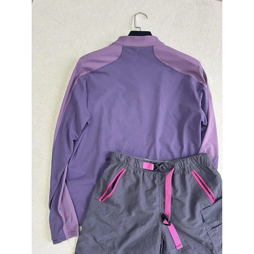 紫 f ジッパー Qui Dry 薄手 ロング Sve アウトドア サイクリング ウェア レディース 夏 T-irt カップル スポーツ トップ