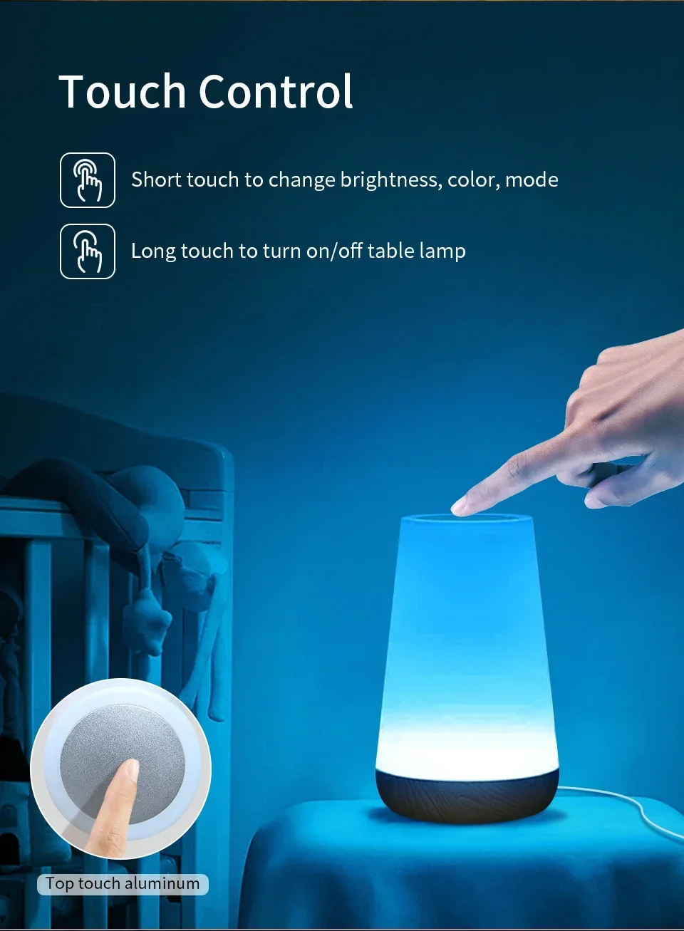 Tuya WiFi Smart Light Bedside Led Night Lights Dimmable Table Lamp RGB Touch Lamp Voice APP Control Google Home Alexa Smartlife