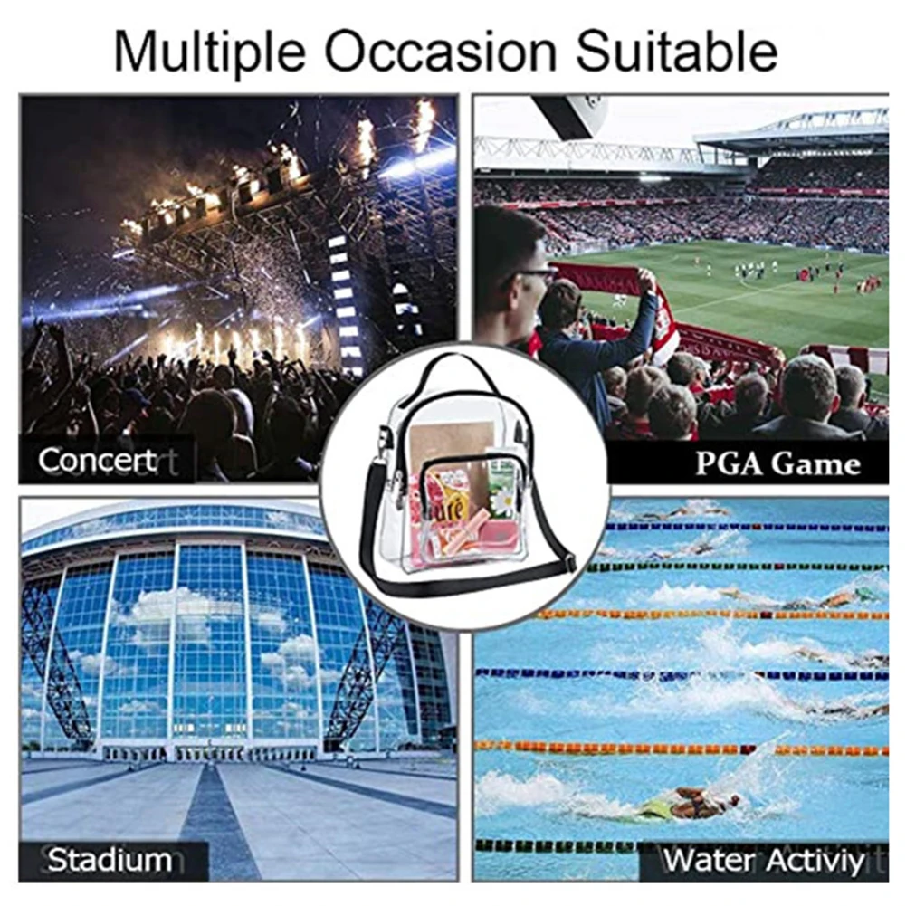 حقيبة كتف بسحاب شفاف من مادة PVC للنساء حقيبة سيدة شفافة حقيبة صغيرة ملابس الشارع للنساء للسفر في الهواء الطلق #2