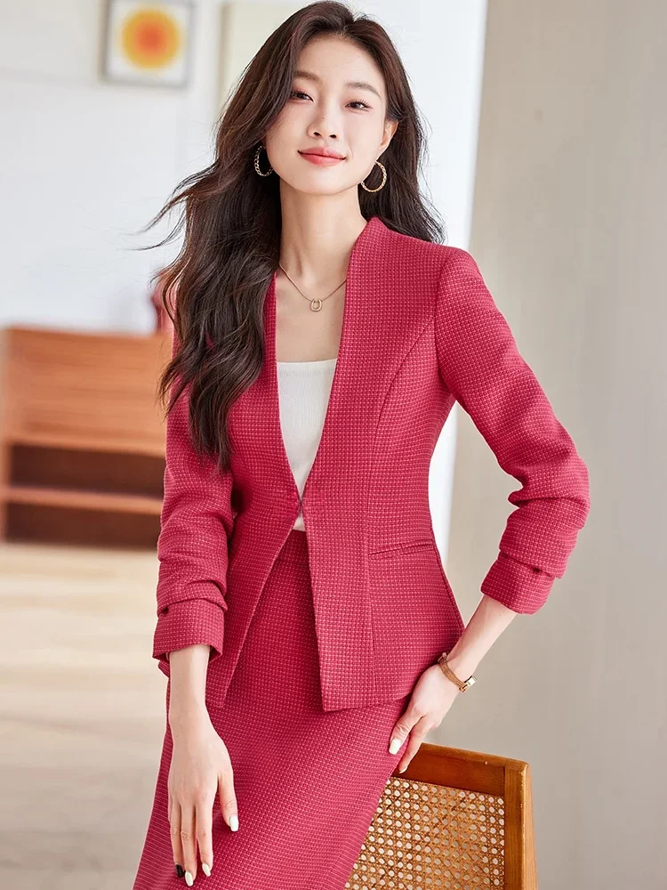 

Fashion Suit Suit Skirt Female Spring & Fall New Business Suit Temperament Goddess Sle Broadcast Host Art Exam Interview JJ298