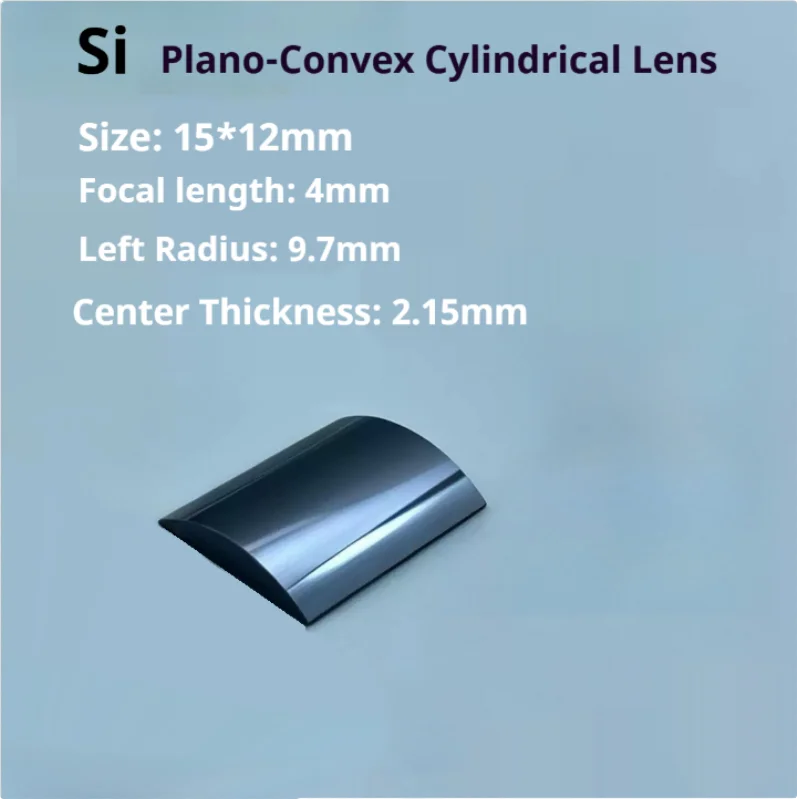 High Resistance Silicon Si Plano Convex Cylindrical Lens 15*12mm Focal Length 4mm Infrared Sensing Imaging Optics
