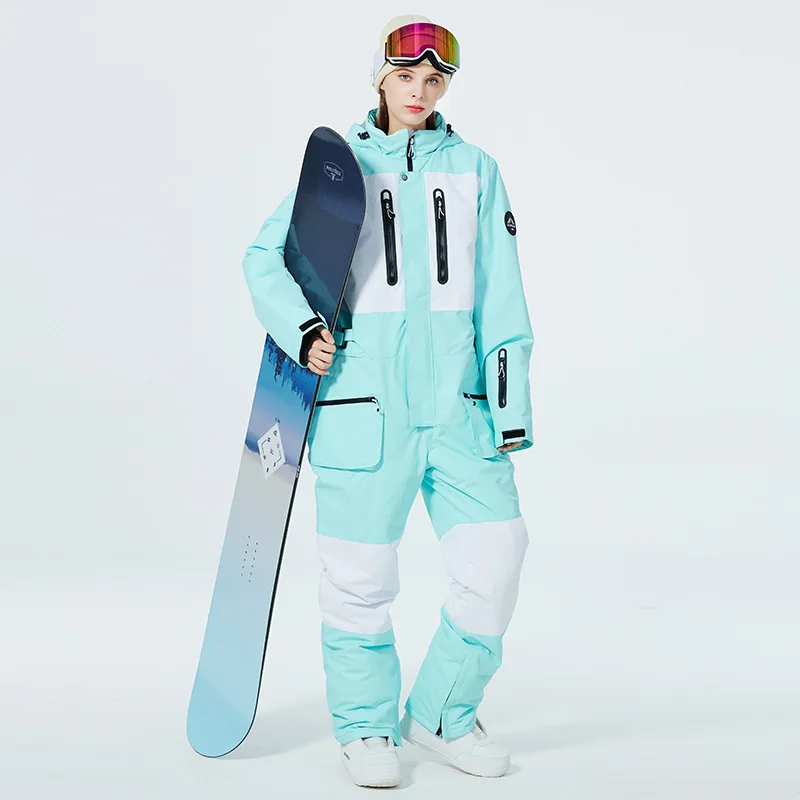 

New Fashion One-Piece Ski Suit Men Women Winter Windproof Waterproof Skiing Jumpsuit Snowboarding Suits Female Snow Costumes