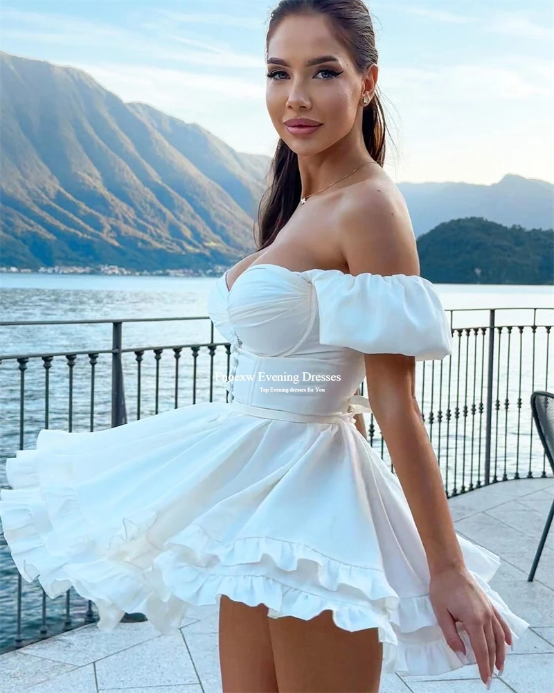 Fnoexw Sexy Boho Wedding Dress for Women Beach Seaside Wedding Party Gowns With Short Sleeves Belt Corset Back Robe De Mariée