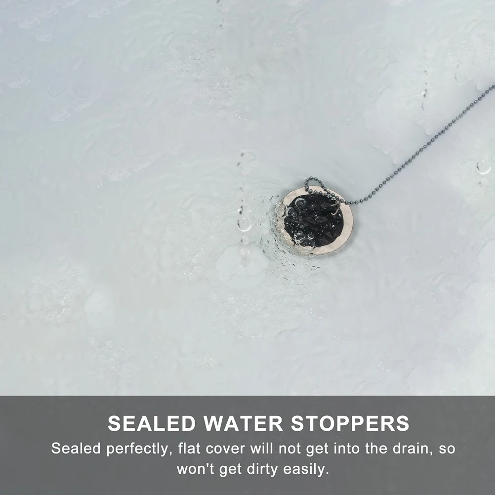 

4pcs Stopper Sink Plug For Bathroom Kitchen Drain Chain Design Non-Leak Water Stopper Bath Tub Sink Mouth Accessories