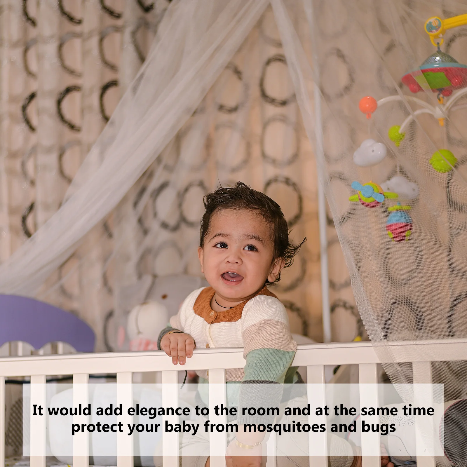 

Durable 150x80cm Bed Canopy 25 Holes Sqcm Mesh Easy Install Fits Playpens Bassinets Cribs Elegant