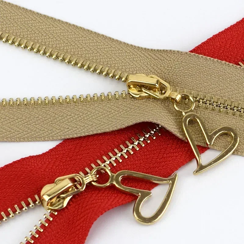 2/5pcs Meetee 3#Metal Zipper Close/Open End Gold Teeth Zip Closure Decor Zippers for Bag Jeans DIY Pants Placket Sewing Material