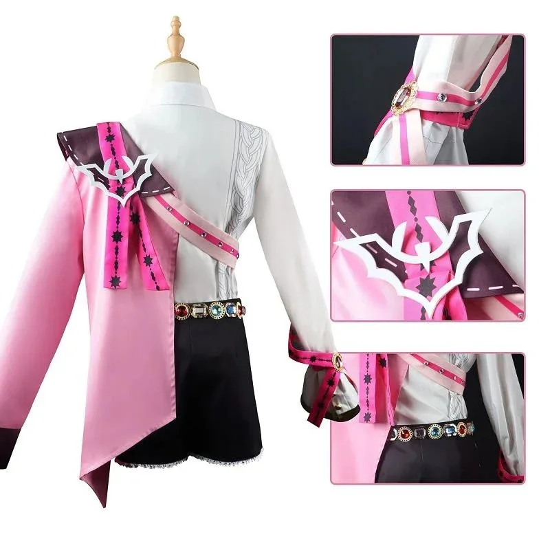 sisi 2233Aster-لعب زي شعر مستعار لعبة نو كرنفال أستر ملابس تنكرية لحفلات الهالوين مجموعة شعر وردي قصير لعب الأدوار