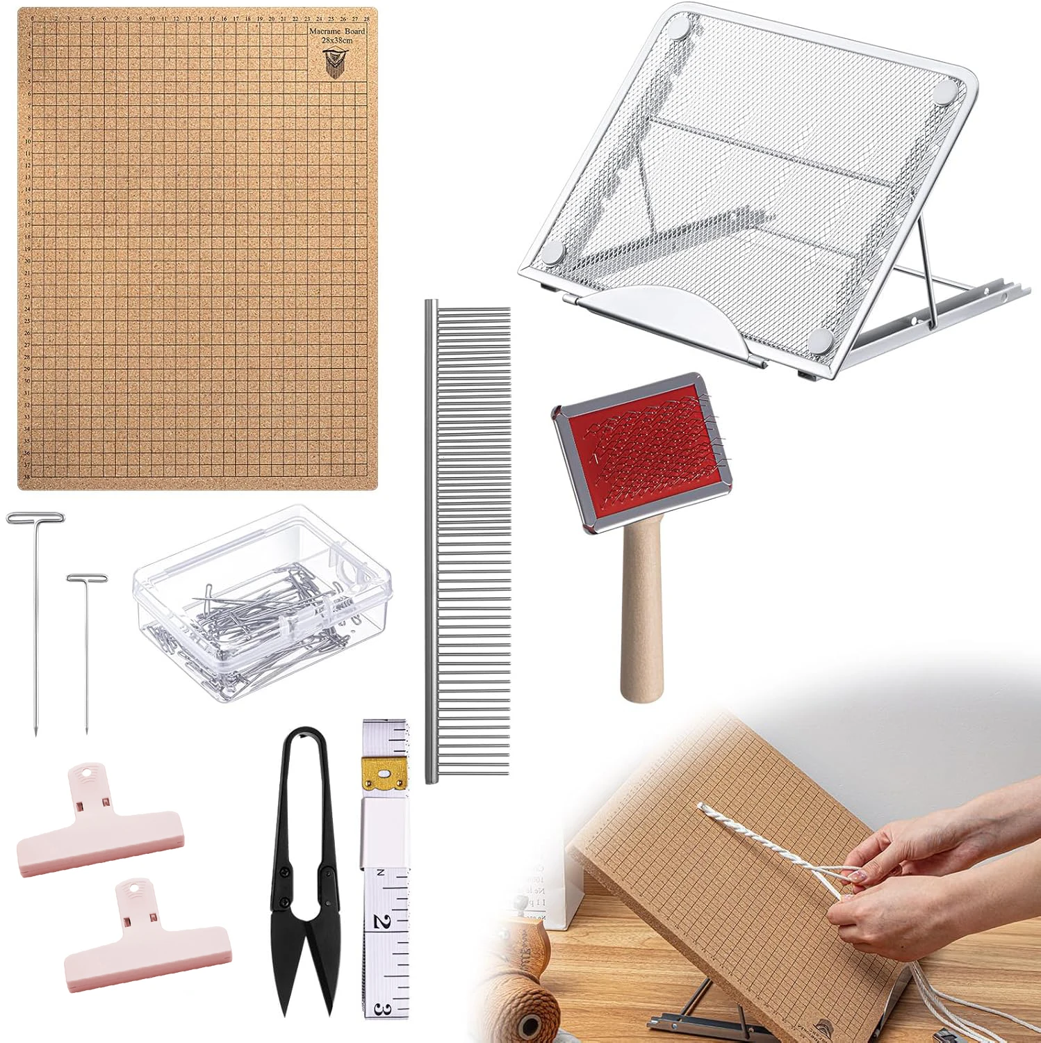 

Комплект подставки для доски макраме, регулируемые инструменты для макраме, набор досок с кисточками, плетение, вспомогательная доска для крепления вязания своими руками
