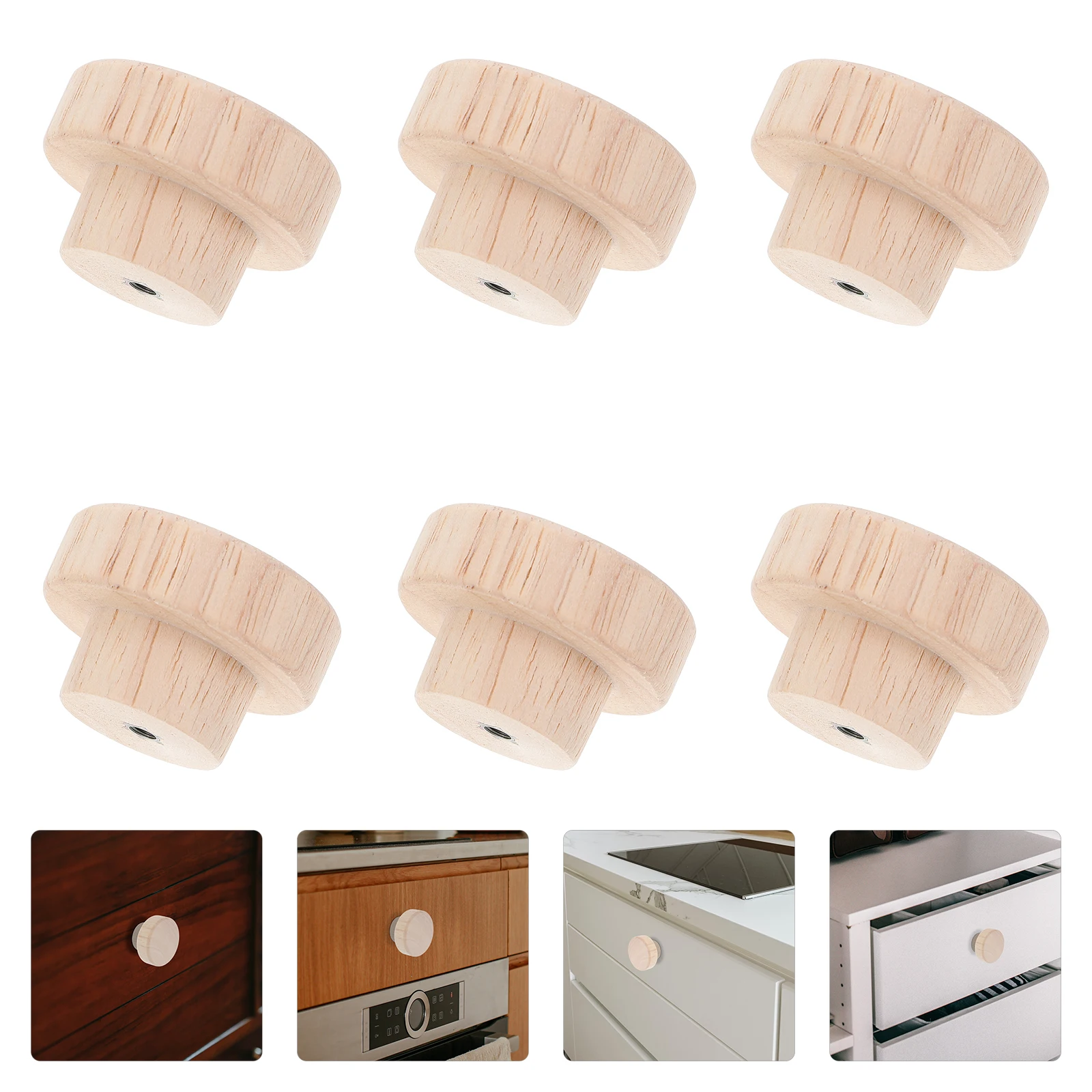 Furniture H Drawer Pulls Rubber Wood Cabinet Knobs Wardrobe H Drawer Pulls Kitchen Cupboard Hardware Durable Smooth