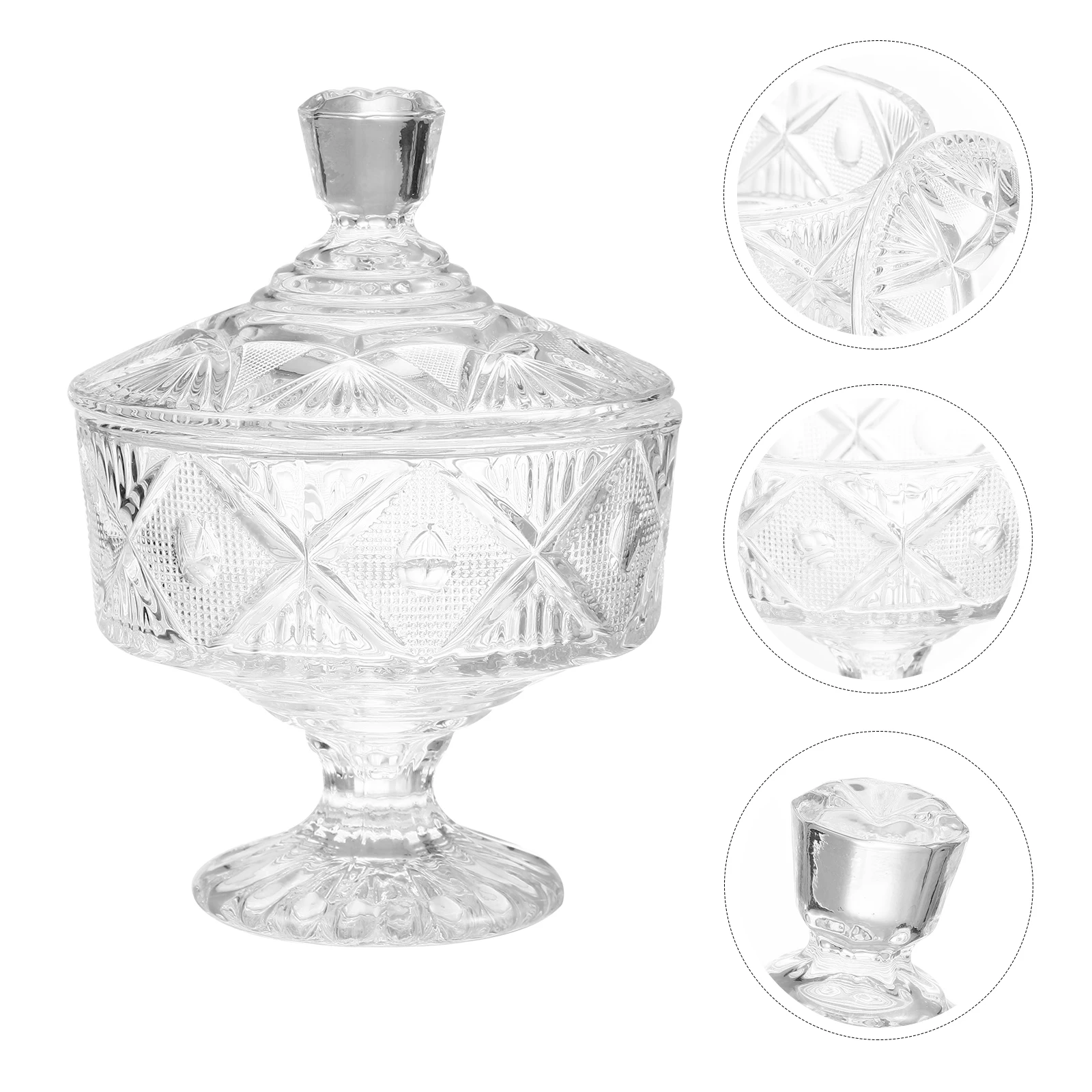 

1Pcs Glass Candy Organizer Transparent Storage Jar for Snacks Sweets Chocolates Party Favors Home Kitchen Office Decoration