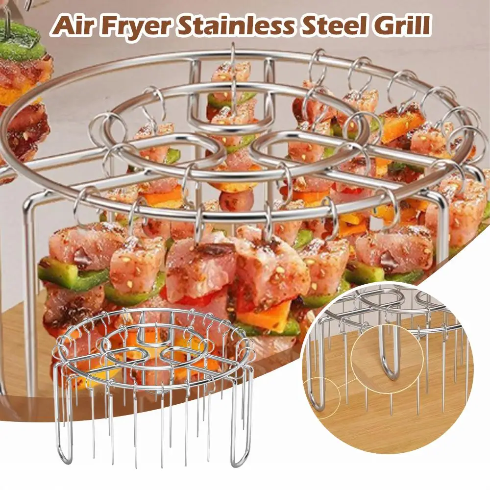 Stainless Steel Vertical Grill Rack Detachable Skewer Bracket 12 24 Holder Barbecue Meat Needle Stand BBQ Oven Accessories