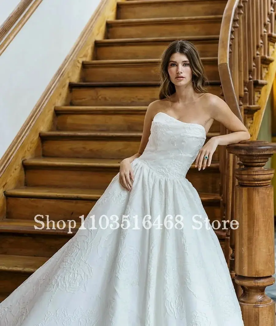 Elegant Sheath Wedding For Women Luxurious Floral Applique A-line Pleated Customised Bridal Gown Vestidos De Novias 2024