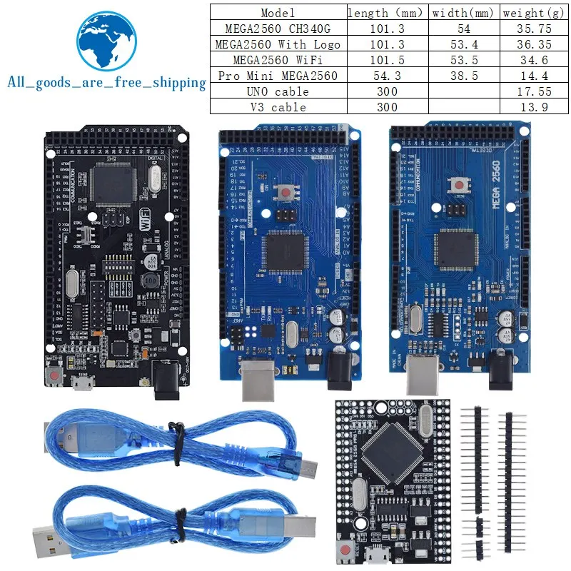 Imagem -06 - Placa de Desenvolvimento Atmega16u2 Pro Mini Mega Mais Wifi r3 Chip Atmega2560 Ch340g Arduino Mega r3 Esp8266 Tzt-mega2560