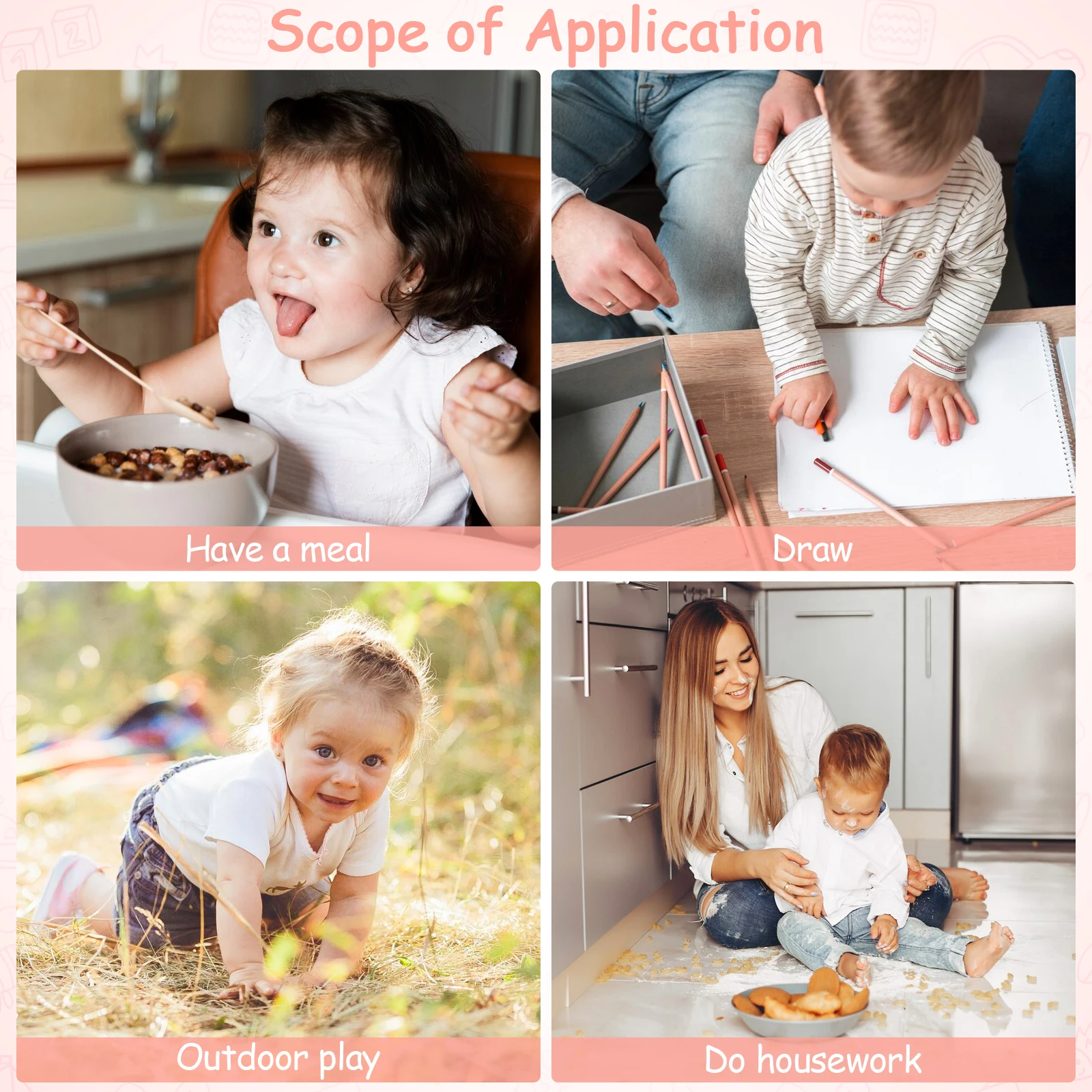 

Waterproof Kids Painting Apron Smock Toddler Long Sleeve Children Cooking Art Craft Bird Pattern 1-3 Years Old Easy Use