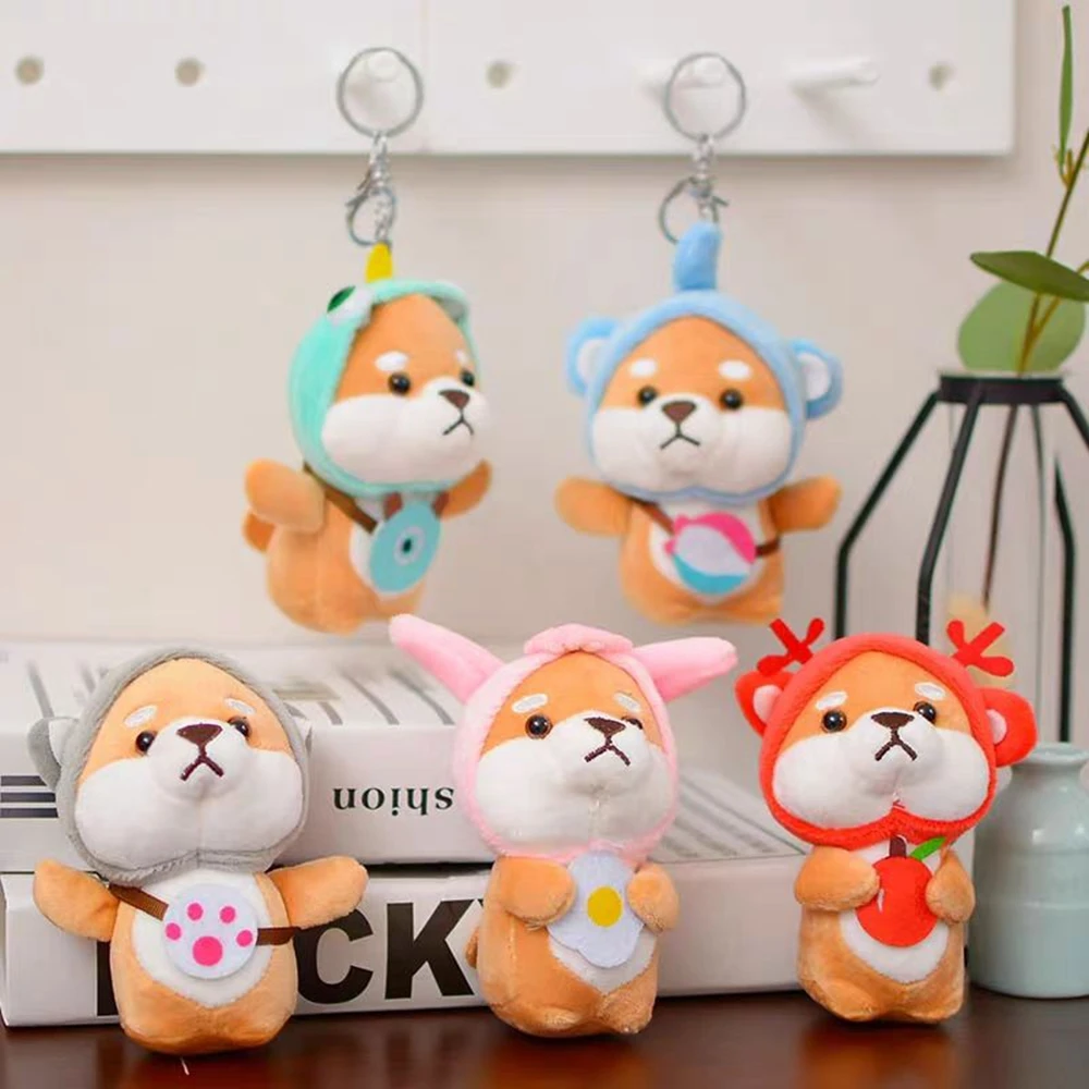 11cm Creative Shiba Inu Pendant Plush Keychain Toy Ladies Bag Purse Travel Bag Pendant Doll Send Friends Birthday Festival Gift