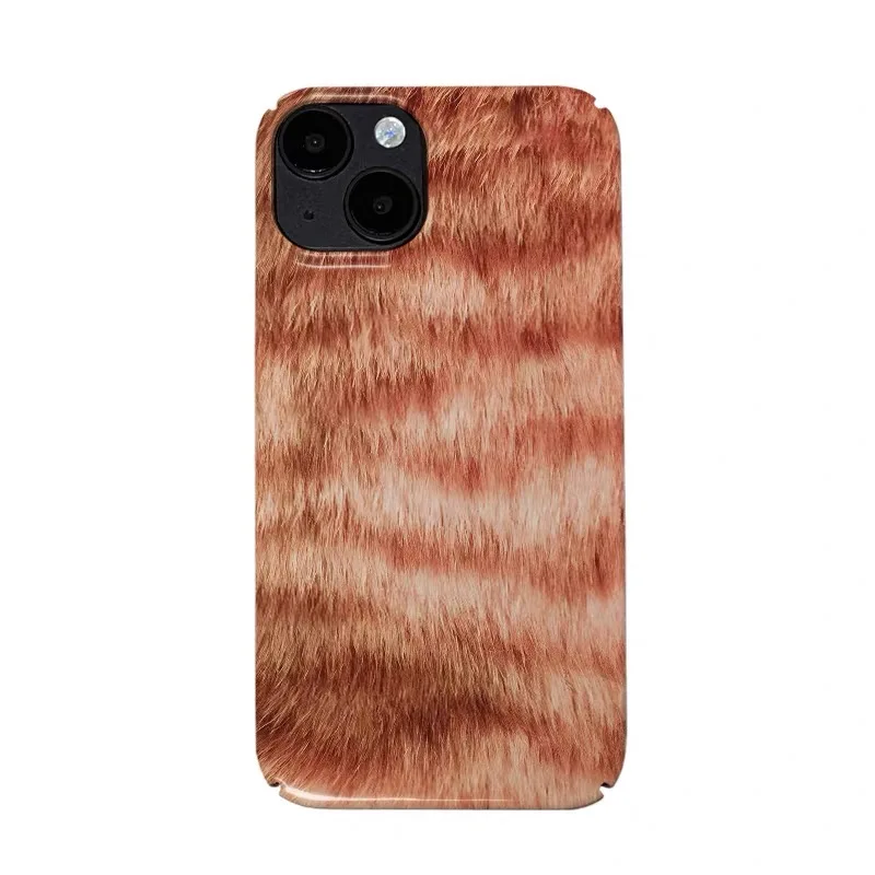 Ins Brown Fur Art High-Quality PC Case for IPhone 16 15 14 13 Pro Max Back Phone Cover for 12 Mini 11 Pro Max XR XS Phone Case